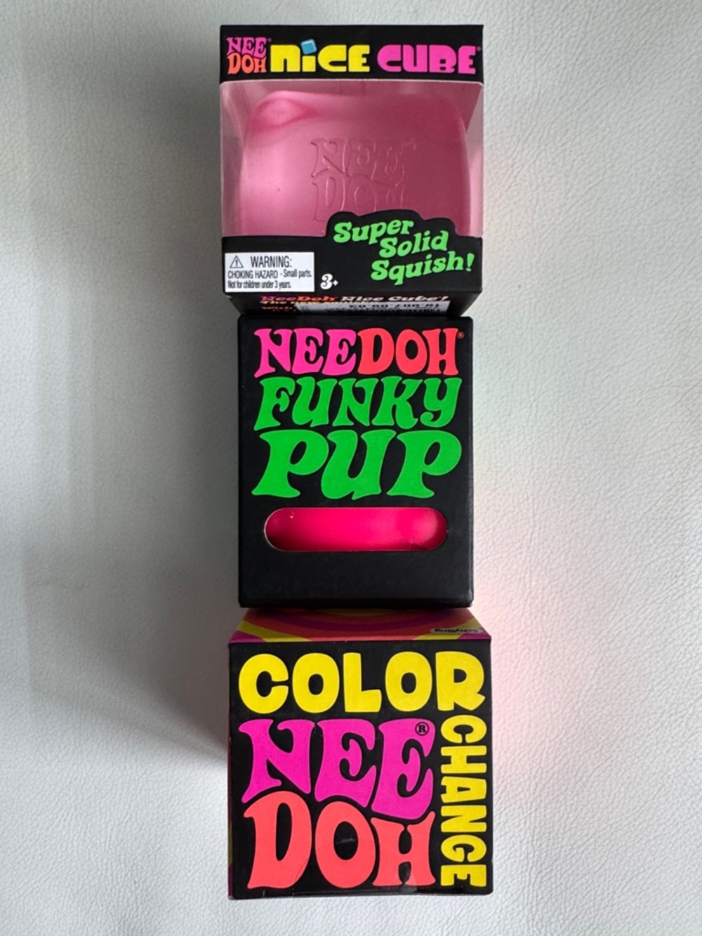 3 NeeDoh Set Nice Cube Funky Pup Color Change Pink Squishy TikTok Toy NEW - Picture 2 of 6